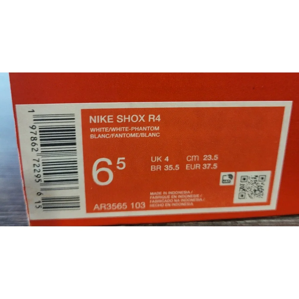 Nike Shox R4 White Phantom Bright Crimson AR3565-103 Women Size 6.5 UK 4 EU 37.5